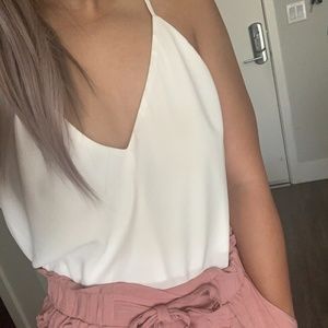Strappy White Solid Tank